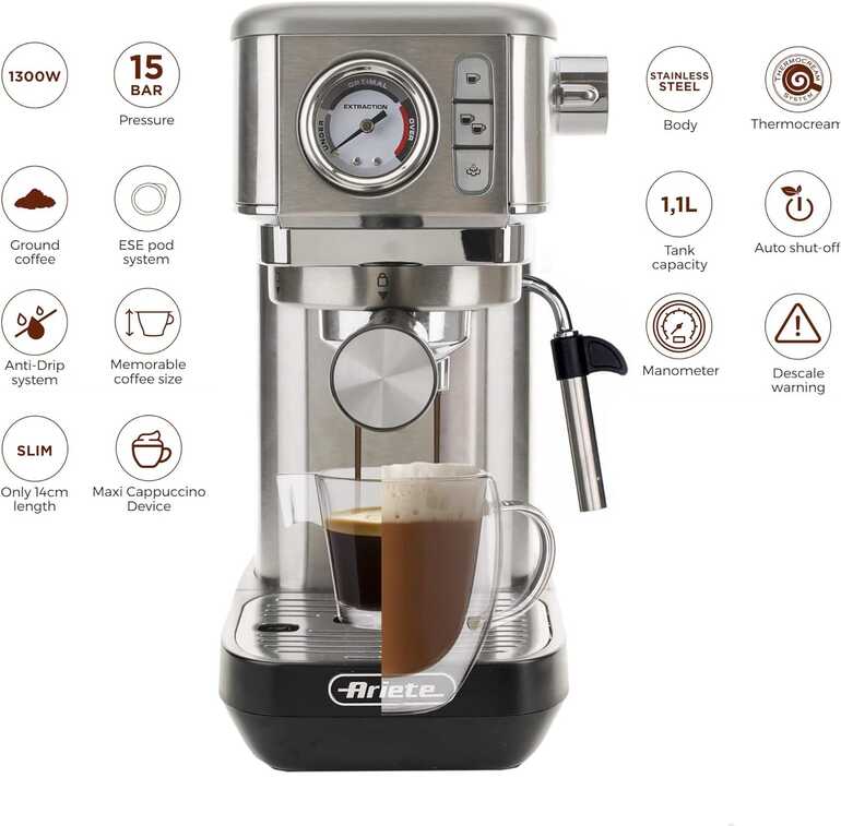 Ariete Moderna Espresso Slim Kahve Makinesi Gümüş 1381/10 Ariete Moderna Espresso Slim Kahve Makinesi Gümüş 1381/10