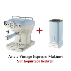 Ariete Vintage Espresso Kahve Makinesi Mavi 1389/15 + Ariete Vintage Süt Köpürtücü Mavi 2878/05 Hediyeli - Thumbnail