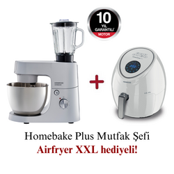 Kenwood Homebake Plus Mutfak Şefi 1400 Watt 5 Lt Stand Mikser KHH01.120SI + Kenwood Airfryer XXL 5,5 Lt Beyaz HFP50.000WH Hediyeli - Thumbnail