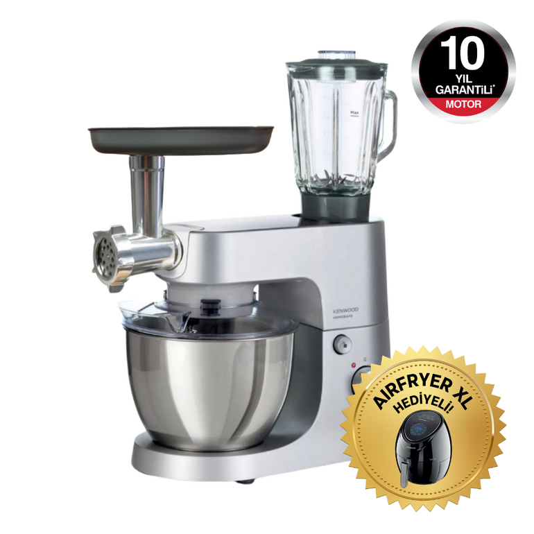 Kenwood Homebake Pro Mutfak Şefi Kıyma Aparatlı ThermoResist Cam Blender 1400 Watt 5 Lt Stand Mikser KHH01.220SI Kenwood Homebake Pro Mutfak Şefi Kıyma Aparatlı ThermoResist Cam Blender 1400 Watt 5 Lt Stand Mikser KHH01.220SI