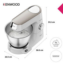 Kenwood Chef Baker Mutfak Şefi KVC65.001WH + Doğrama Öğütme Parçalama Aparatı AT320A Hediyeli - Thumbnail