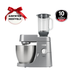 İlk Alışverişe Özel Sepette Ekstra %10 İndirimli - Kenwood Chef XL 1200 Watt 6,7 Lt Mutfak Şefi Silver KVL4110S + HFP50.000BK Airfryer Hediyeli